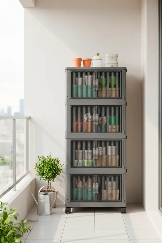 4'lü Portatif Organizer Tekerlekli Dolap Antrasit